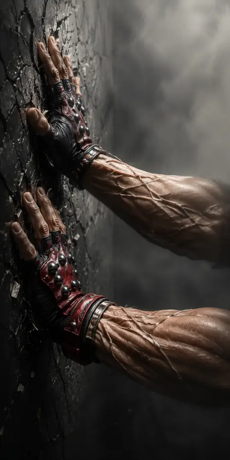 Jin Kazama Veiny Forearms Leaning On Cracked Wall 4K wallpaper for desktop and mobile - Pixbee