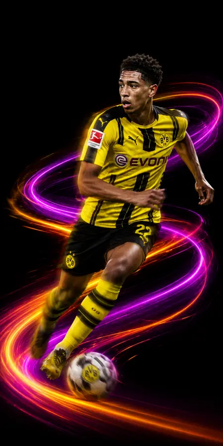 Jude Bellingham Borussia Dortmund Neon Streak — football phone wallpaper