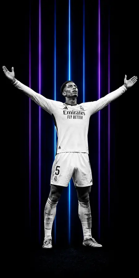 Jude Bellingham Real Madrid Celebration Pose — football phone wallpaper