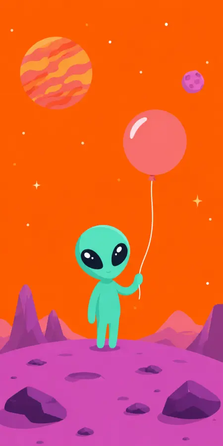 Just a tiny alien vibing alone with a balloon in the middle of the universe 👽🎈 4K wallpaper for desktop and mobile - Pixbee