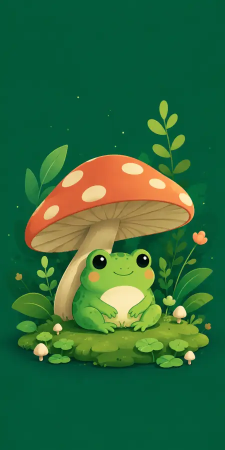 Just a tiny frog living its soft little fairy-tale life 🍄🐸✨ 4K wallpaper for desktop and mobile - Pixbee