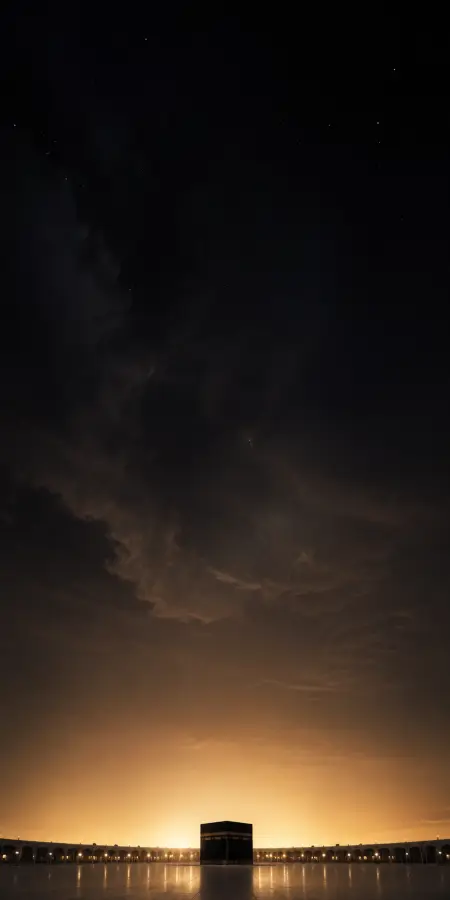 Kaaba Horizon Under Golden Glow Night — islamic wallpaper phone wallpaper