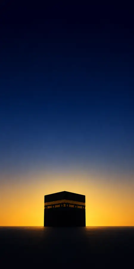 Kaaba Silhouette At Sunset Gradient Sky — islamic wallpaper phone wallpaper