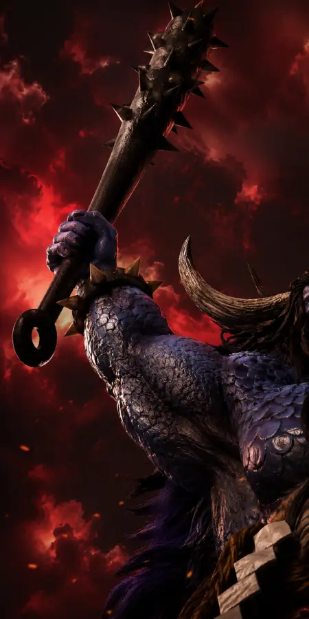 Kaido Dragon Form Azure Scale Arm Lifting Spiked Kanabo 4K wallpaper for desktop and mobile - Pixbee