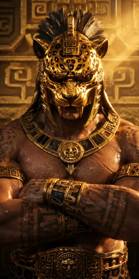 King Wearing Ornate Golden Jaguar Mask 4K wallpaper for desktop and mobile - Pixbee