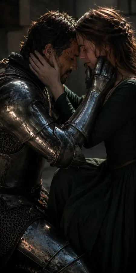 Knight Forehead Touch With Beloved Lady — ue5 phone wallpaper