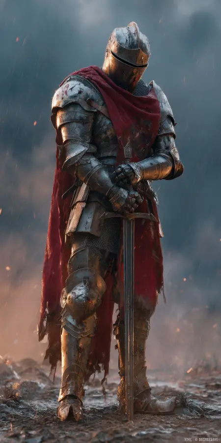 Knight Standing In Rain 4K wallpaper for desktop and mobile - Pixbee