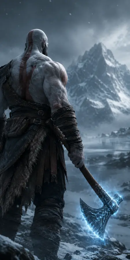 Kratos God of War Leviathan Axe Mountain 4K wallpaper for desktop and mobile - Pixbee