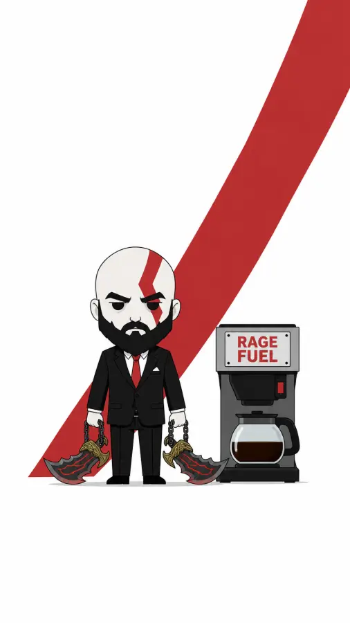 Kratos — “Powered by caffeine and unresolved rage.” ☕🔥 4K wallpaper for desktop and mobile - Pixbee
