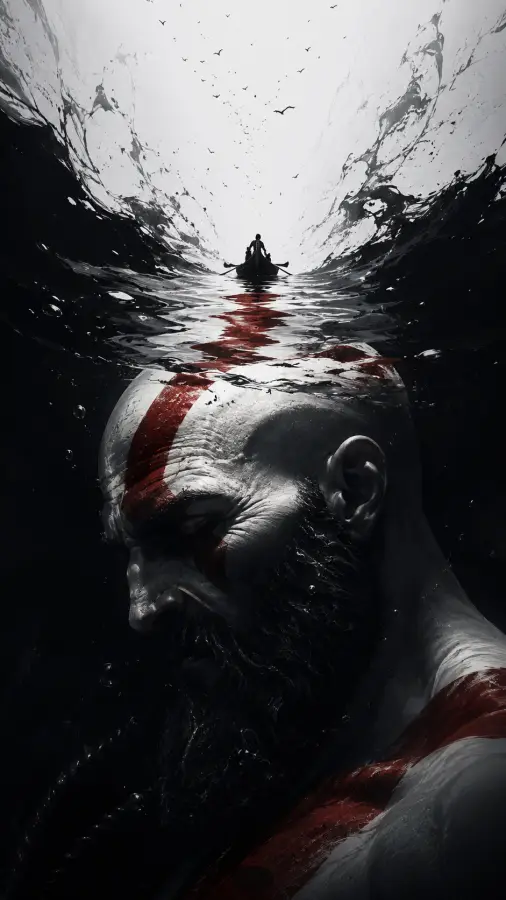 Kratos — The Silence Beneath the Rage ⚔️🌊 4K wallpaper for desktop and mobile - Pixbee