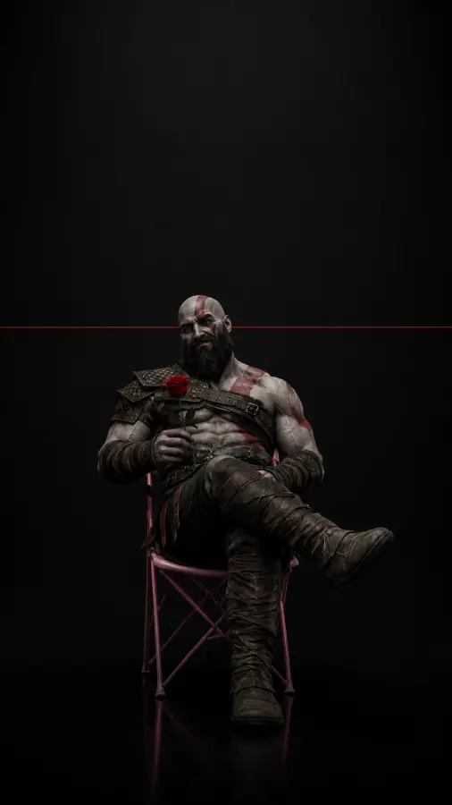 Kratos — “Will sit quietly… until the gods start acting up again.” 🌹⚔️🖤 4K wallpaper for desktop and mobile - Pixbee