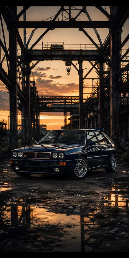 Lancia Delta Integrale Industrial Sunset — cars phone wallpaper
