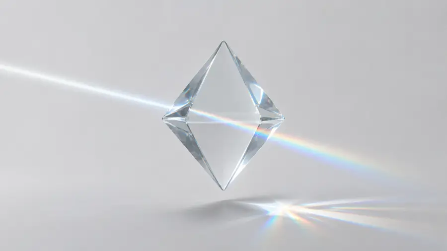 Light Beam Passing Through a Floating Glass Double Pyramid Prism Creating Rainbow Spectrum 4K wallpaper for desktop and mobile - Pixbee