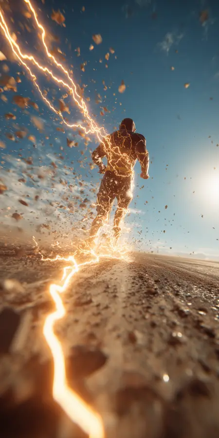 Lightning Speed Desert Escape - Flash 4K wallpaper for desktop and mobile - Pixbee