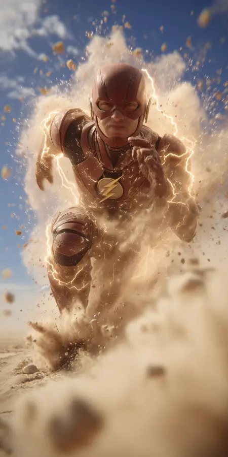 Lightning Speed Desert Run - Flash 4K wallpaper for desktop and mobile - Pixbee