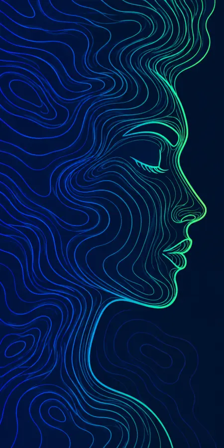 Line Art Face Profile Glowing Neon 4K wallpaper for desktop and mobile - Pixbee