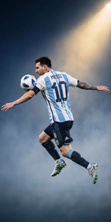 Lionel Messi's Majestic Leap 4K wallpaper for desktop and mobile - Pixbee