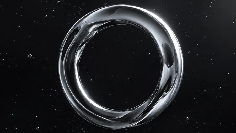 Liquid Metal Floating Ring with Droplets 4K wallpaper for desktop and mobile - Pixbee