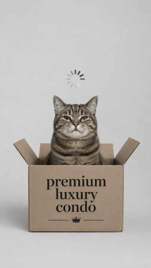 “Loading… luxury cat software still choosing a box 🐈📦” 4K wallpaper for desktop and mobile - Pixbee