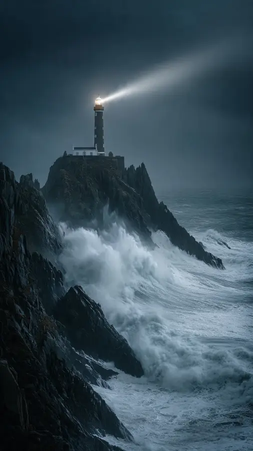 Lonely Lighthouse In Stormy Seas 4K wallpaper for desktop and mobile - Pixbee