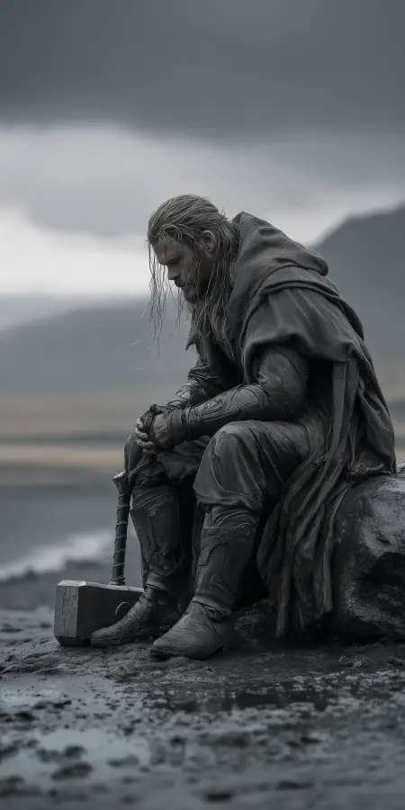 Lonely Thunder God Reflection - Thor 4K wallpaper for desktop and mobile - Pixbee