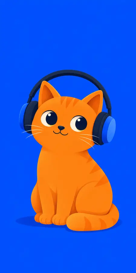 Lost in music, found in vibes 🎧🐱💙 4K wallpaper for desktop and mobile - Pixbee
