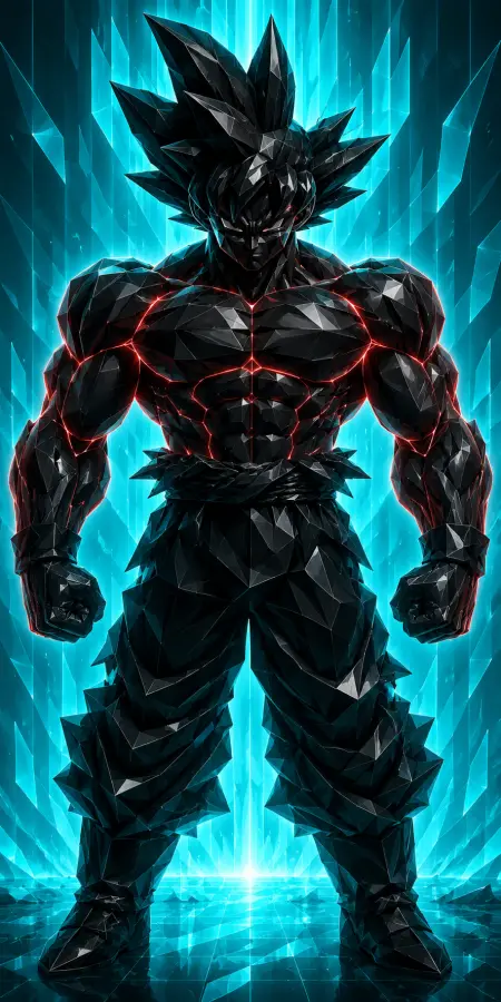 Low Poly Goku Black Crystal Armor 4K wallpaper for desktop and mobile - Pixbee