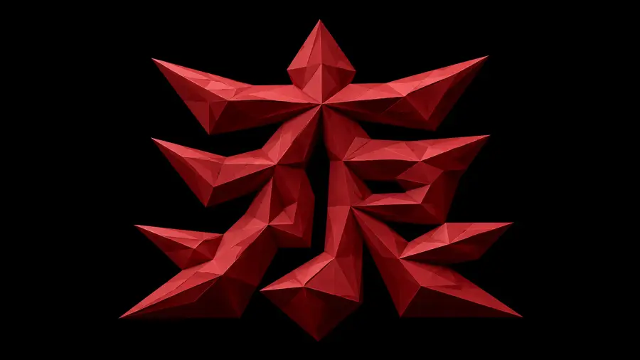 Low Poly Red Geometric Symbol Abstract Art 4K wallpaper for desktop and mobile - Pixbee