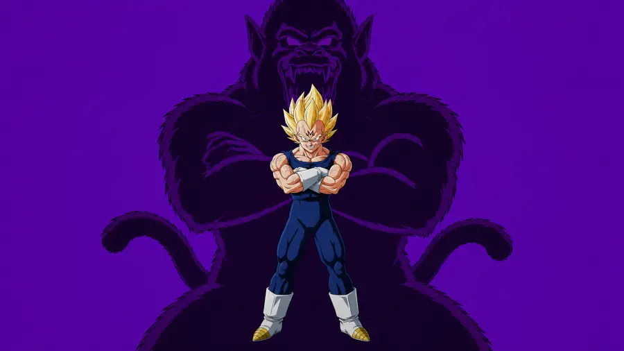 Majin Vegeta Standing with Great Ape Shadow 4K wallpaper for desktop and mobile - Pixbee