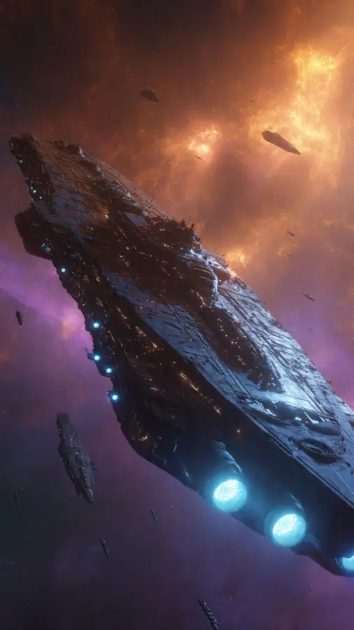 Massive Starship Fleet In Space 4K wallpaper for desktop and mobile - Pixbee
