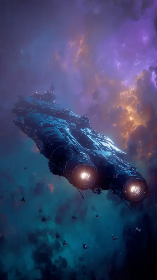 Massive Warship In Cosmic Storm 4K wallpaper for desktop and mobile - Pixbee