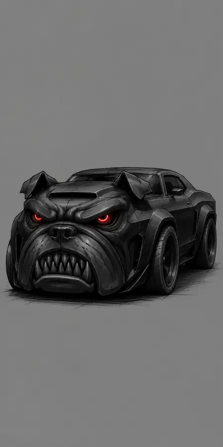 Matte Black Bulldog Muscle Car Sketch Art 4K wallpaper for desktop and mobile - Pixbee