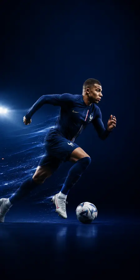 Mbappé Football Speed Dribble Run 4K wallpaper for desktop and mobile - Pixbee