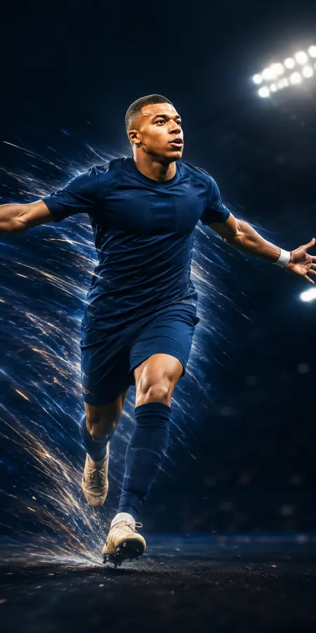 Mbappé Football Sprint Celebration 4K wallpaper for desktop and mobile - Pixbee