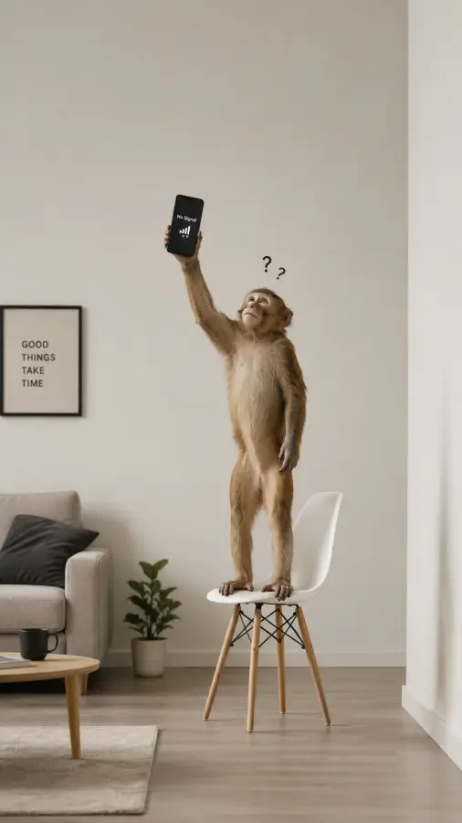 “Me finding one bar of signal like it’s a hidden treasure.” 📶🐒 4K wallpaper for desktop and mobile - Pixbee