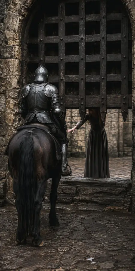 Medieval Knight At Castle Gate — ue5 phone wallpaper