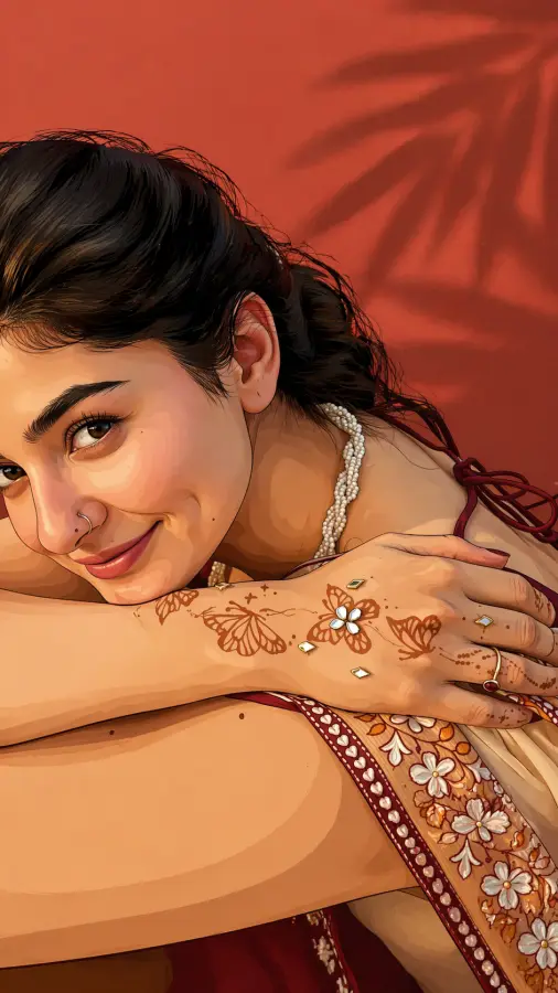 Mehndi Portrait Aesthetic 4K wallpaper for desktop and mobile - Pixbee