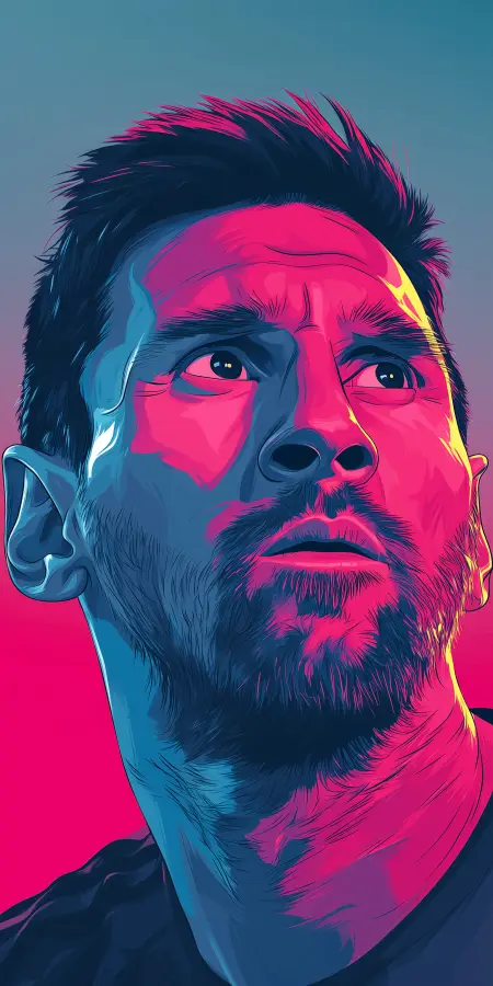 Messi - Neon Legend Rising Portrait 4K wallpaper for desktop and mobile - Pixbee