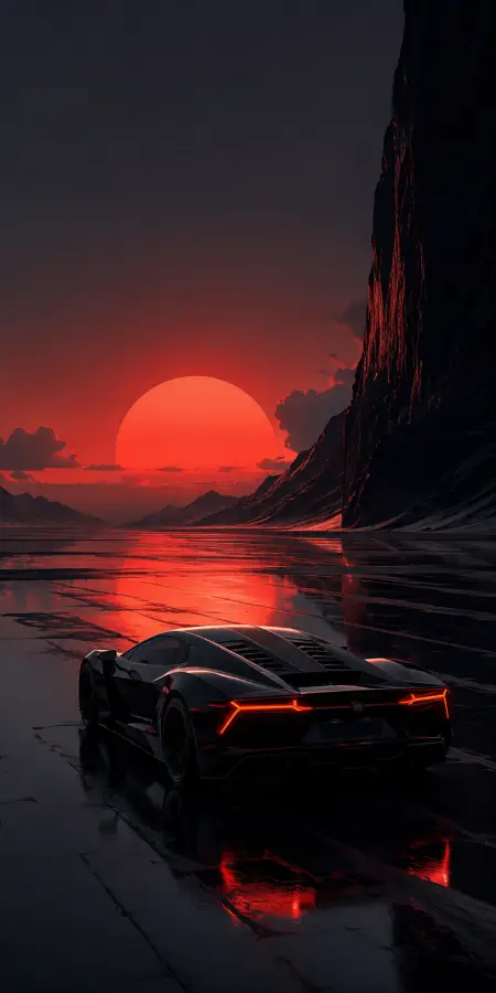 Midnight machine. Blood-red horizon. Pure velocity in silence. 🌑🏎️🔥 4K wallpaper for desktop and mobile - Pixbee