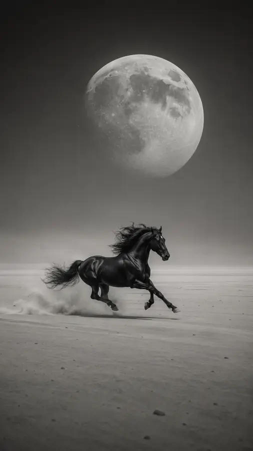 Midnight Phantom — Running Wild Beneath the Moon 🌑🐎 4K wallpaper for desktop and mobile - Pixbee
