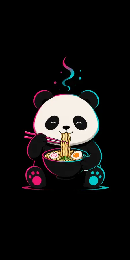 Midnight ramen hits different 🍜🐼✨ 4K wallpaper for desktop and mobile - Pixbee