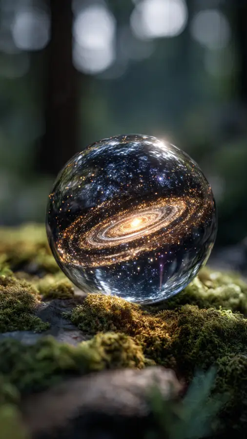 Mini Galaxy Encased in Crystal Sphere 4K wallpaper for desktop and mobile - Pixbee