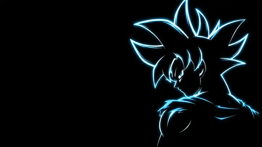 Minimalist Blue Neon Outline of Anime Character 4K wallpaper for desktop and mobile - Pixbee