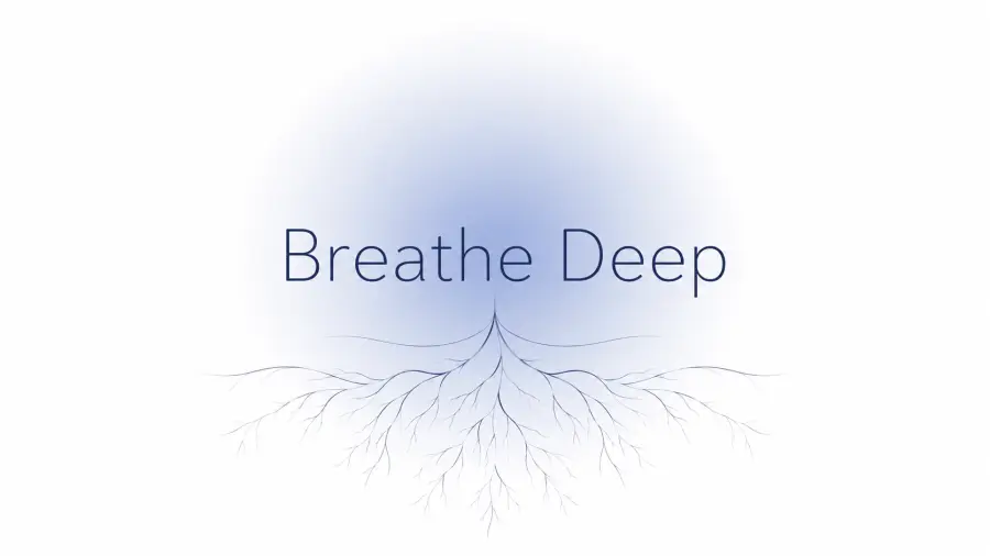 Minimalist Breathe Deep Text with Root Graphic 4K wallpaper for desktop and mobile - Pixbee