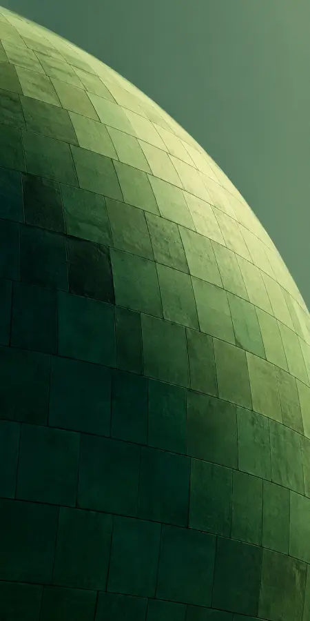 Minimalist Green Tiled Architectural Dome Surface — islamic wallpaper phone wallpaper