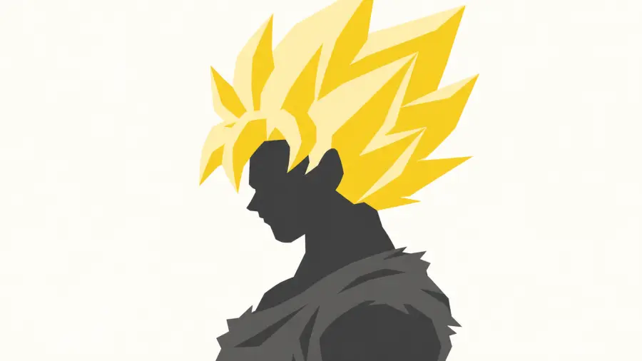 Minimalist Low Poly Profile Silhouette of Super Saiyan Goku with Bright Yellow Hair 4K wallpaper for desktop and mobile - Pixbee