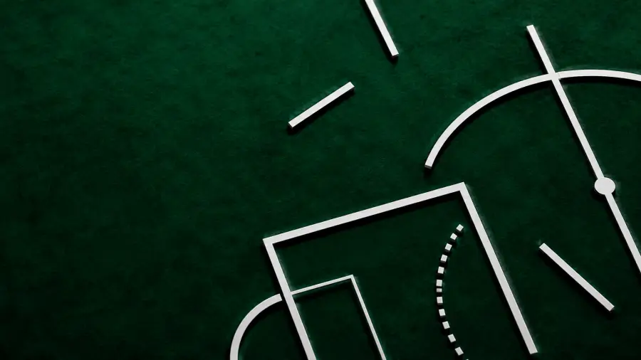 Minimalist Overhead View of White Tactical Markings on a Dark Green Field 4K wallpaper for desktop and mobile - Pixbee