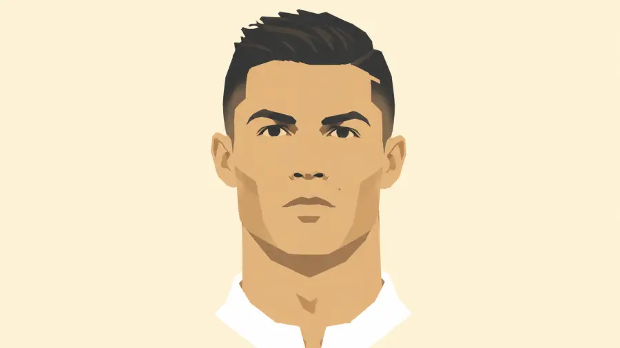 Minimalist Vector Portrait Illustration of Cristiano Ronaldo on a Cream Background 4K wallpaper for desktop and mobile - Pixbee