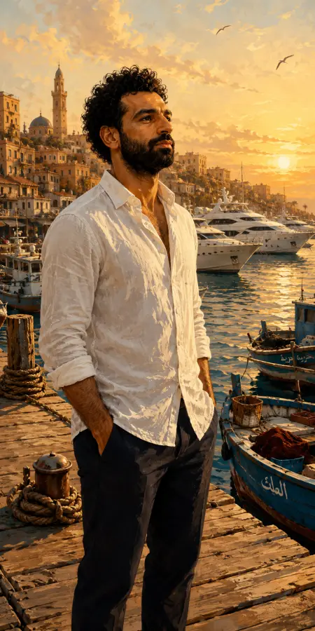 Mohamed Salah At Sunset Coastal Harbor — football phone wallpaper