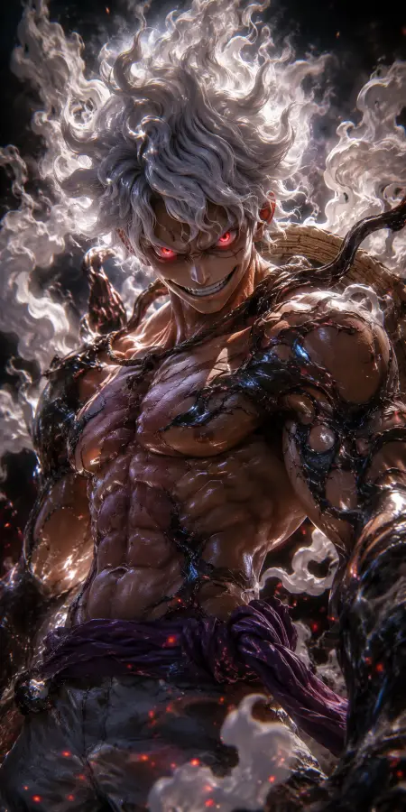 Monkey D Luffy Gear 5 Awakened Form Intense Red Eyes 4K wallpaper for desktop and mobile - Pixbee